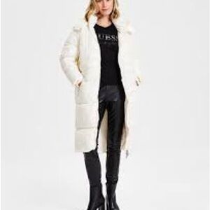 Guess Women's Elegant Cream Puffer Coat